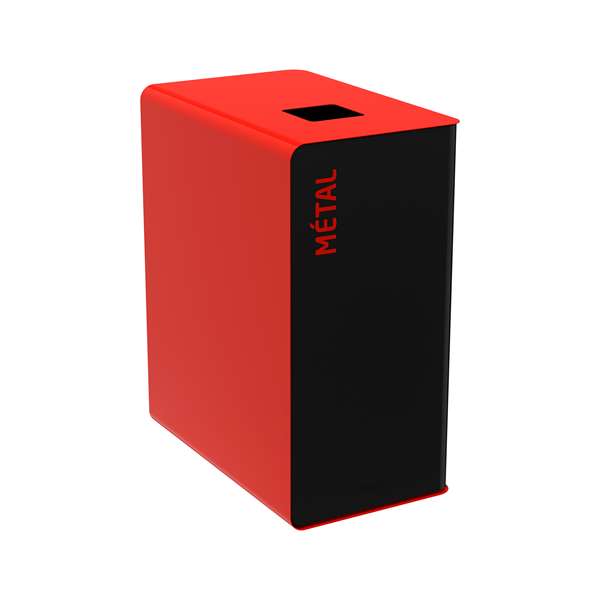 Image de BORNE DE TRI SELECTIF METAL 65L GRIS/ROUGE SANS SERRURE