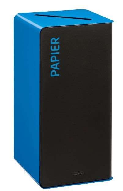 Image de BORNE TRI SELEC PAPIER 75L +GLISSIERE GRIS/BLEU SANS SERRURE