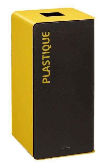 Image de BORNE TRI SELEC PLAST 75L +GLISSIERE GRIS/JAUNE SANS SERRURE