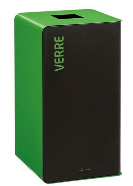 Image de BORNE TRI SELEC VERRE+GLISSIERE 90L GRIS/VERT SANS SERRURE