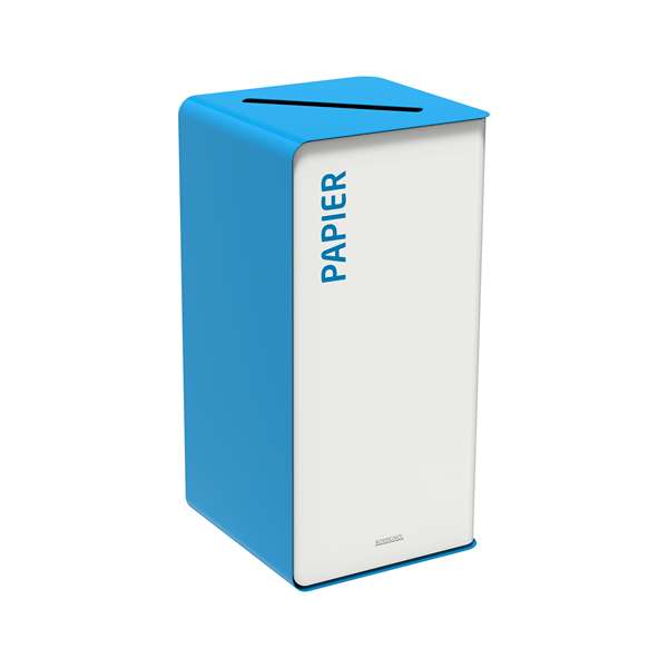 Image de BORNE DE TRI SELECTIF PAPIER 40L BLANC/BLEU SANS SERRURE