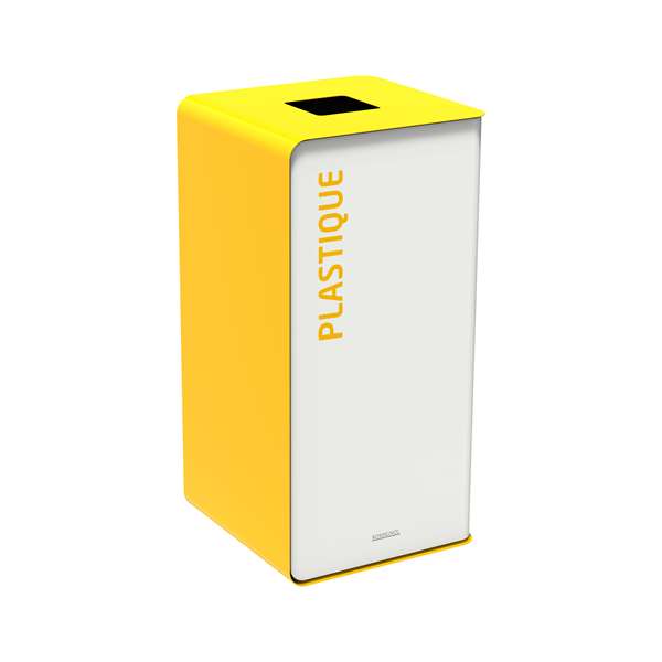 Image de BORNE DE TRI SELECTIF PLASTIQUE 40L BLANC/JAUNE SANS SERRURE