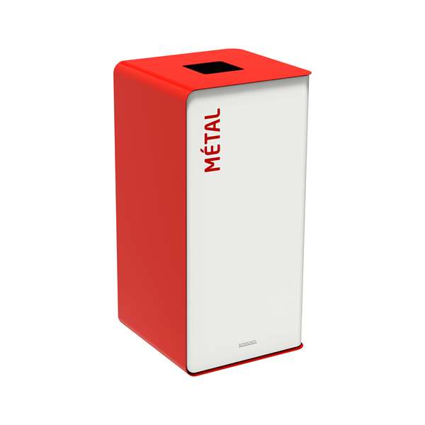 Image de BORNE DE TRI SELECTIF METAL 40L BLANC/ROUGE SANS SERRURE