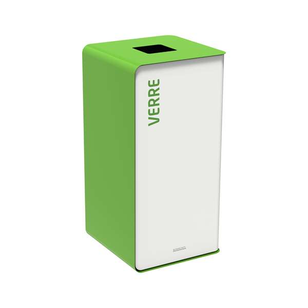 Image de BORNE DE TRI SELECTIF VERRE 40L BLANC/VERT SANS SERRURE
