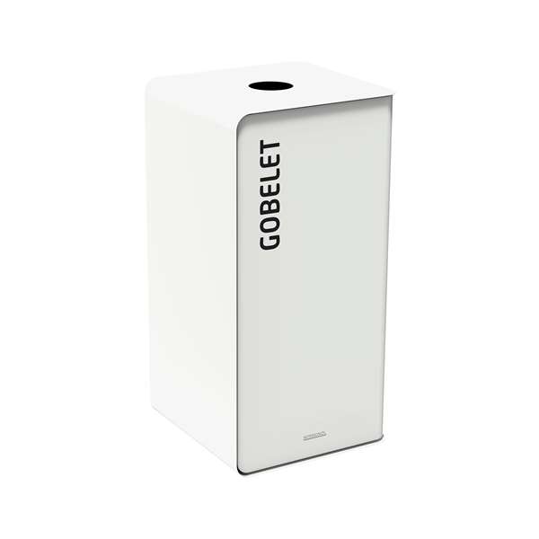 Image de BORNE DE TRI SELECTIF GOBELET 40L BLANC SANS SERRURE
