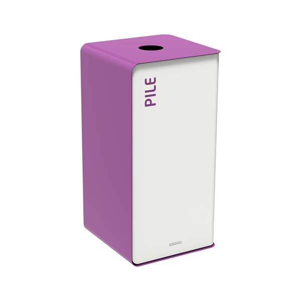 Image de BORNE DE TRI SELECTIF PILE 40L BLANC/VIOLET SANS SERRURE