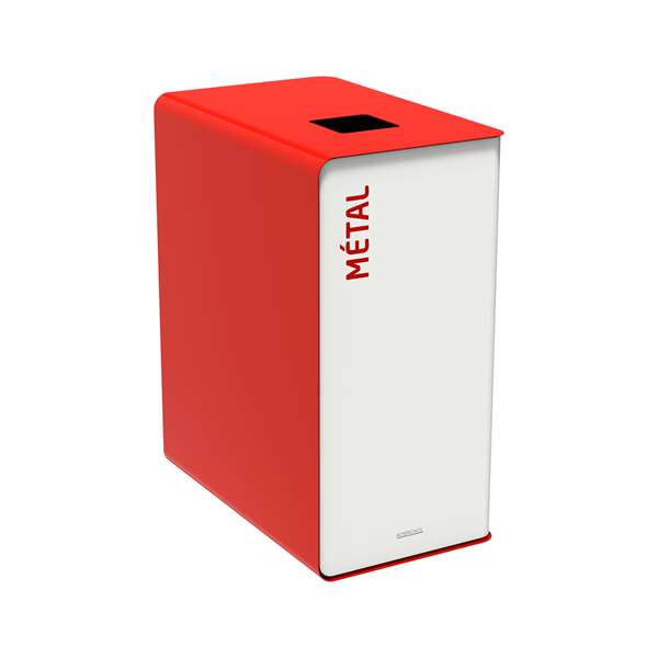 Image de BORNE DE TRI SELECTIF METAL 65L BLANC/ROUGE SANS SERRURE