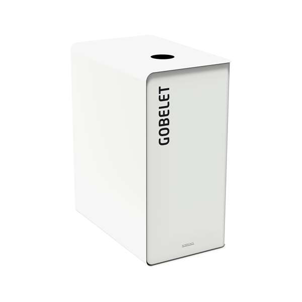 Image de BORNE DE TRI SELECTIF GOBELET 65L BLANC/BLANC SANS SERRURE