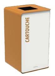 Image de BORNE TRI SELEC CART +GLISSIERE 75L BLANC/MARRON SANS SERRUR