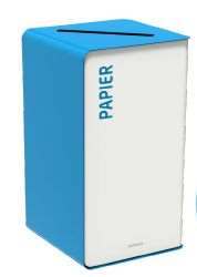 Image de BORNE TRI SELEC PAPIER +GLISSIERE 90L BLANC/BLEU SANS SERRUR