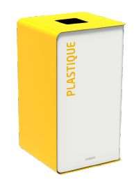 Image de BORNE TRI SELEC PLAST +GLISSIERE 90L BLANC/JAUNE SANS SERRUR
