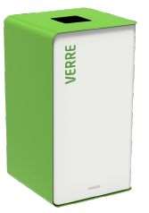 Image de BORNE TRI SELEC VERRE +GLISSIERE 90L BLANC/VERT SANS SERRUR
