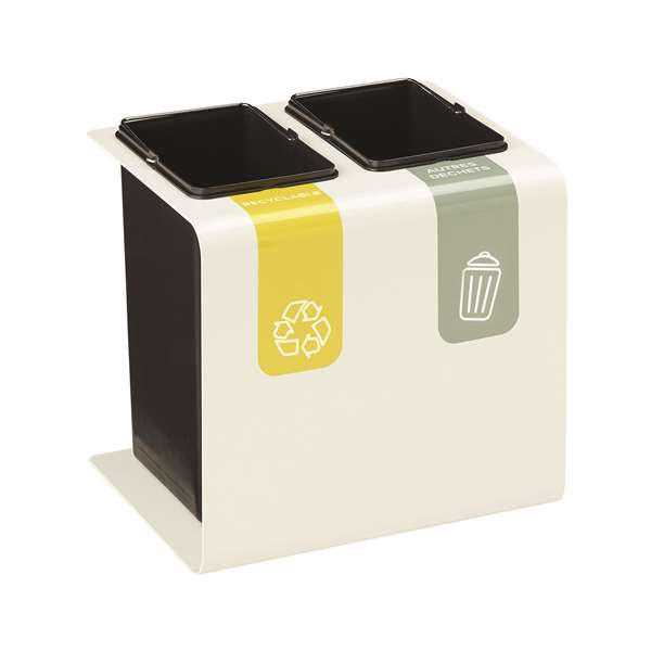 Image de CORBEILLE DE TRI SELECTIF  TRIBU- 2X15L - BLANC