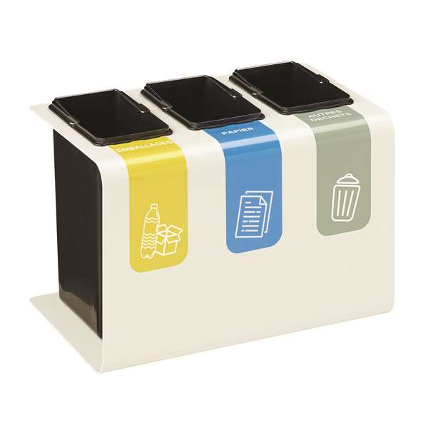 Image de CORBEILLE DE TRI SELECTIF  TRIBU- 3X15L - BLANC