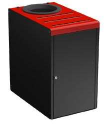 Image de MEUBLE DE TRI SELECTIF 65L GRIS MANGANESE/ROUGE AVEC SERRURE