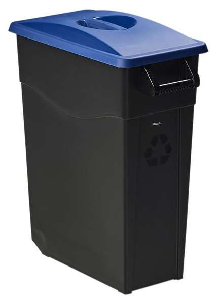 Image de POUBELLE DE TRI MOBILE 65L -MOVATRI-NOIR / BLEU - COUV FERME