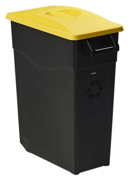 Image de POUBELLE DE TRI MOBILE 65L  - MOVATRI -NOIR/JAUNE-COUV FERME
