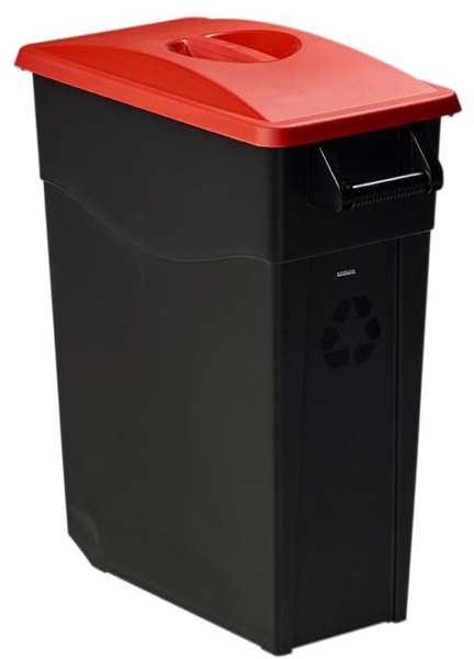 Image de POUBELLE DE TRI MOBILE 65L-MOVATRI- NOIR / ROUGE-COUV FERME
