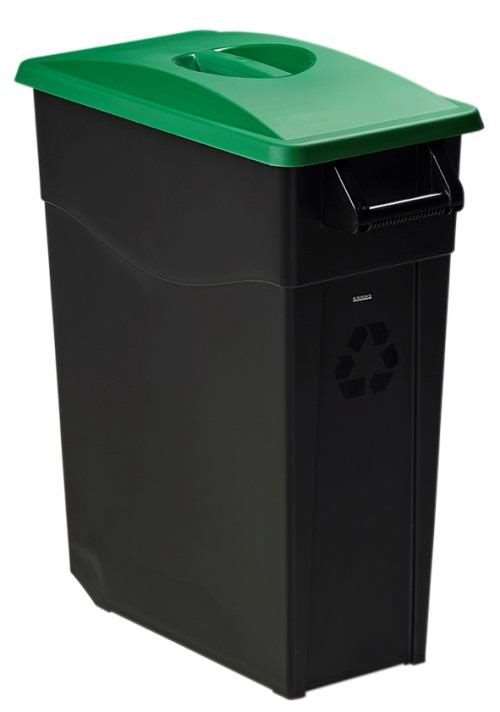 Image de POUBELLE DE TRI MOBILE 65L - MOVATRI-NOIR/VERT-COUV FERME