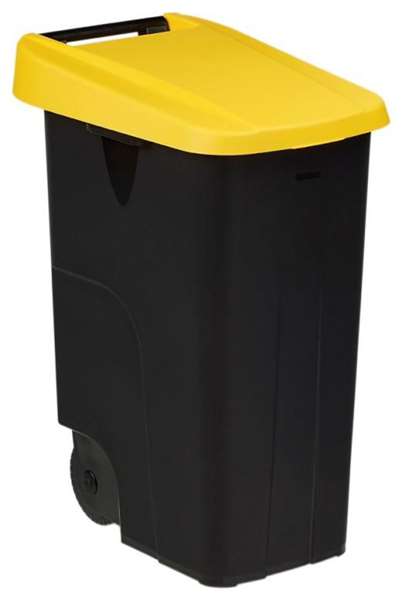 Image de POUBELLE DE TRI MOBILE 85L-MOVATRI-NOIR/JAUNE-COUV FERME