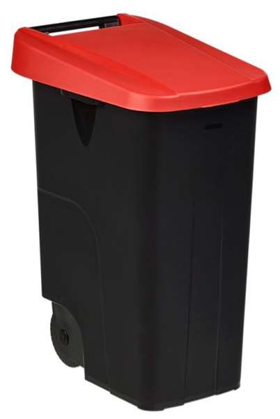 Image de POUBELLE DE TRI MOBILE 85L-MOVATRI-NOIR/ROUGE-COUV FERME