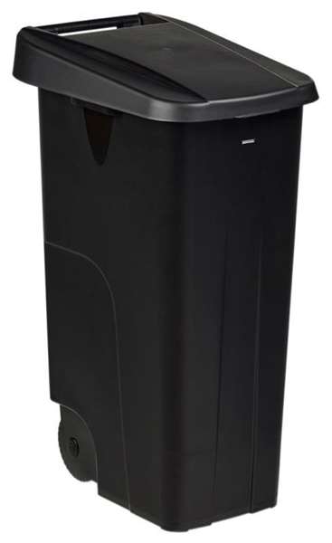 Image de POUBELLE DE TRI MOBILE 110L-MOVATRI-NOIR/NOIR-COUV FERME