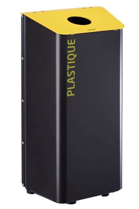 Image de CORBEILLE A POSER/FIXER PLASTIQUE 80L-GRIS MANGANESE/JAUNE