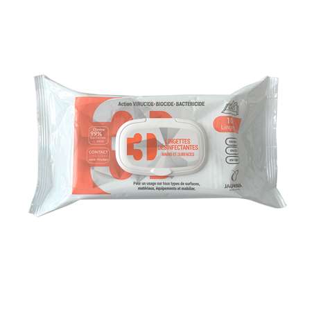 LINGETTES SUPER 3D DESINFECTANTES MAINS&SURFACES SACHET 100