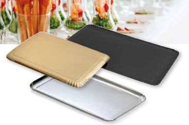 Image de PLATEAU TRAITEUR CARTON 2 FACES NOIR/OR (FTS250X340MM) X25