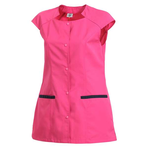 Image de FLAVIE POLY/COT 65/35 FRAMBOISE-BLEU NAVY T1