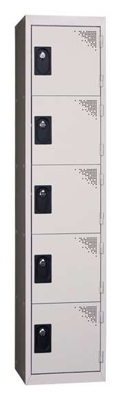 Image de VESTIAIRE MULTICASES 1 COLONNE 5 CASES MONOBLOC GRISE