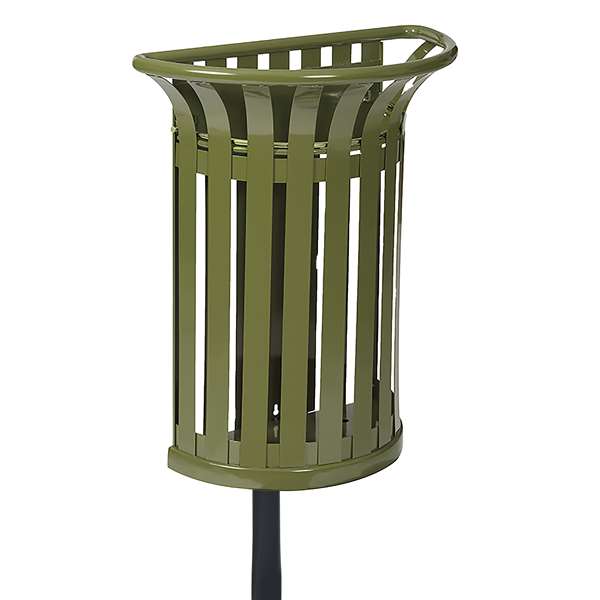 Image de CORBEILLE FIXATION SUR POTEAU VERT OLIVE TULIPE 35L