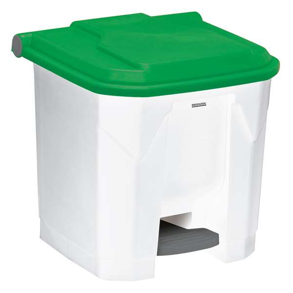 Image de POUBELLE A PEDALE BLANC/VERT UTILO 30L