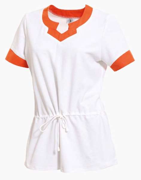 Image de TUNIQUE SERENA MANCHES COURTES POLYR/COTON BLANC-CORAIL T5