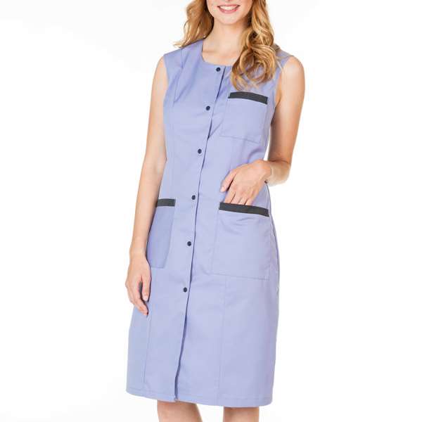 Image de BLOUSE CAROLINE SANS MANCHE P.65%/C.35% LAVANDE-CHARBON T3