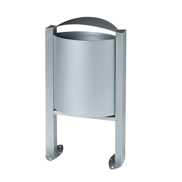 Image de CORBEILLE SUR PIED ARKEA - 40L - SANS CENDRIER - GRIS METAL