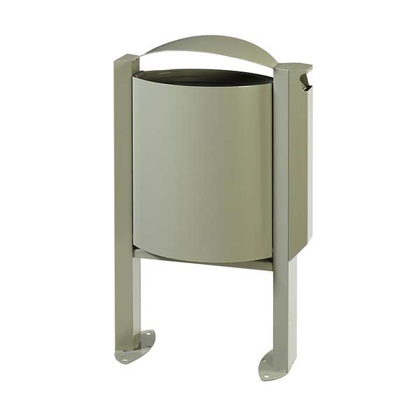 Image de CORBEILLE SUR PIED ARKEA 40L AVEC CENDRIER 3L - GRIS CIMENT