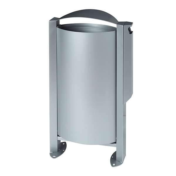 Image de CORBEILLE SUR PIED ARKEA 60L - AVEC CENDRIER 3L - GRIS METAL