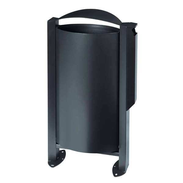 Image de CORBEILLE SUR PIED 60L - AVEC CENDRIER 3L - ANTHRACITE MAT