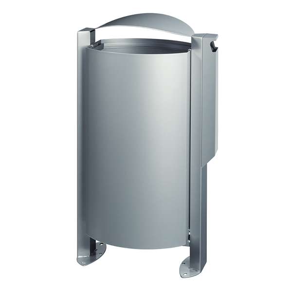 Image de CORBEILLE SUR PIED ARKEA 100L AVEC CENDRIER 3L - GRIS METAL