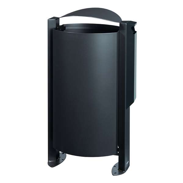 Image de CORBEILLE SUR PIED 100L - AVEC CENDRIER 3L - ANTHRACITE MAT