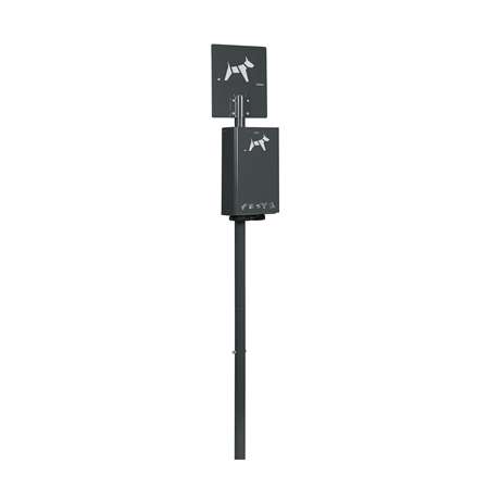 Image de BORNE DE PROPRETE CANINE SUR POTEAU HYGECA-ANTHRACITE MAT