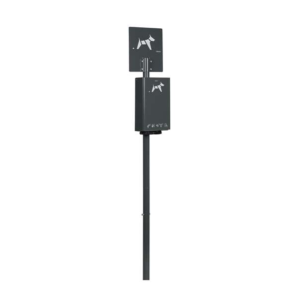 Image de BORNE DE PROPRETE CANINE SUR POTEAU HYGECA-ANTHRACITE MAT