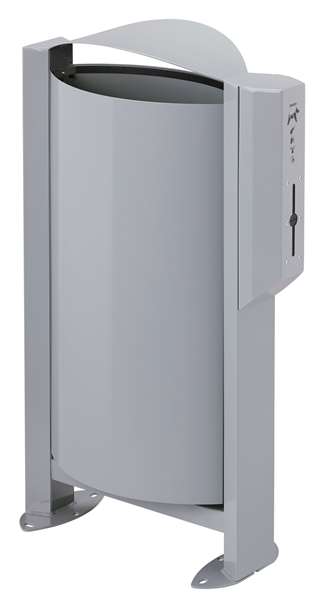 Image de CORBEILLE ARKEA CANIN 60L AVEC DISTRIBUTEUR SACS- GRIS METAL