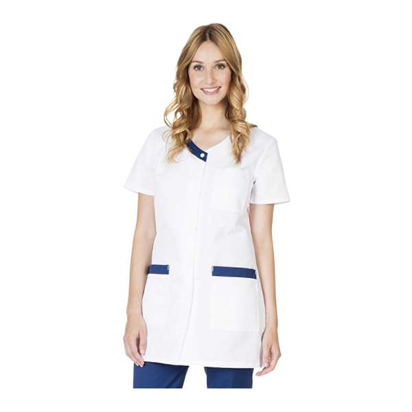 Image de BLOUSE VALENTINE MANCHE COURTE BLANC-MARINE T0