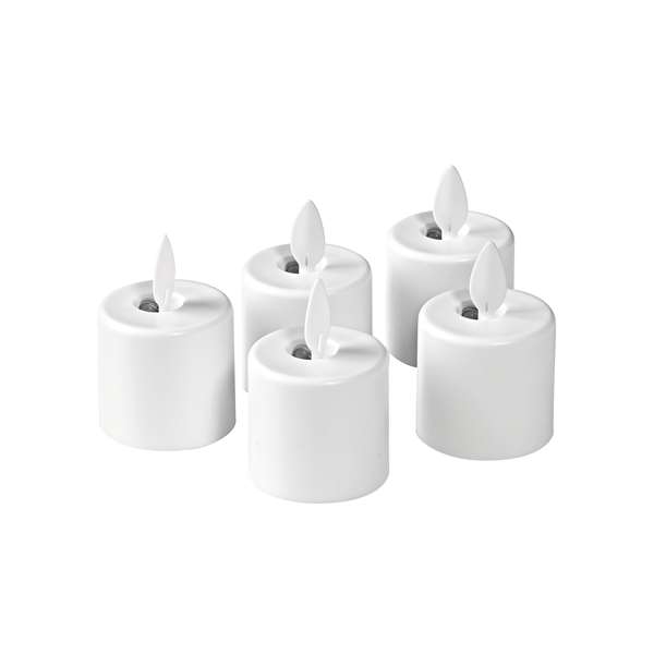 Image de KIT 5 LED A FLAMME VACILLANTE RECHARGEABLE BLANC CHAUD