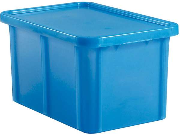 Image de BAC HACCP AVEC COUVERCLE BLEU 35L (LONG.600XLARG.400XH230MM)