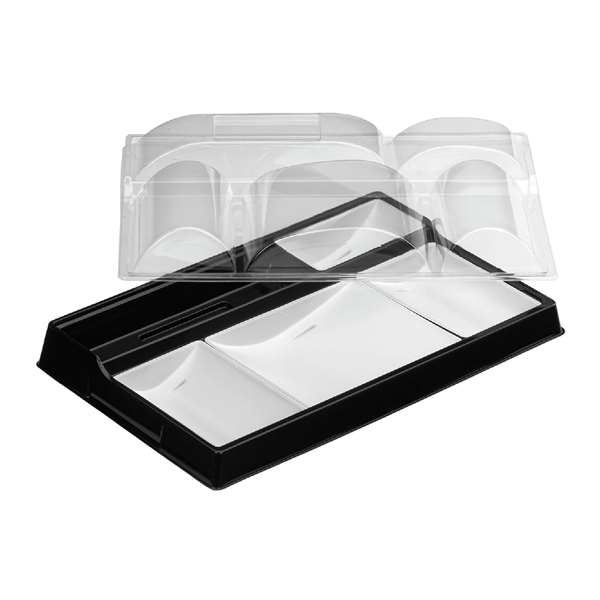Image de PLATEAU REPAS+COUV SELFFIPACK 5COMP NOIR(FTS387X247X80MM)X80