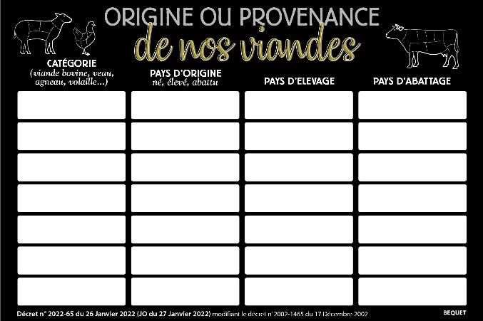 Image de PANNEAU 30X20CM ORIGINE VIANDE BOVINE AGNEAU +BANDE ADHESIVE