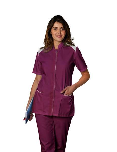 Image de TUNIQUE ADELE MANCHES COURTES PRUNE-GRIS T2